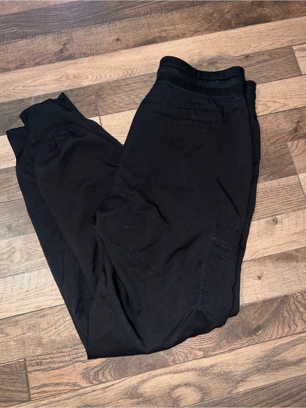 Womens Black Drawstring Jogger Scrub Pants - Picture 2 of 5